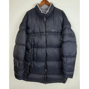 VINTAGE Nike Jacket Mens 2XL Black Puffer Duck Down Winter Coat Y2K **READ**